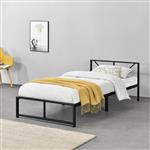 Metalen bed Meran bedframe met bedbodem zwart 90x200 cm