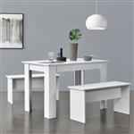 Eethoek set tafel 110x70x73 en banken 86,5x33x43,5 cm wit