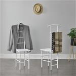 Dressboy kledingrek stoel 107x45x45 cm metaal en MDF wit