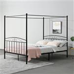 Metalen hemelbed Lahti zwart met bedbodem 180x200 cm