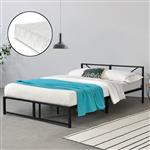 Metalen bed Meran bedframe met matras zwart 140x200 cm