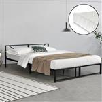 Metalen bed Meran bedframe met matras zwart 180x200 cm