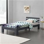 Houten bed Nivala grenen met bedbodem 90x200 donkergrijs