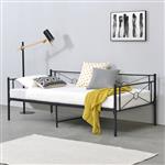 Metalen bed Alvesta met bedbodem 90x200 cm zwart