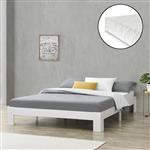 Houten bed Raisio grenen met matras 140x200 cm wit