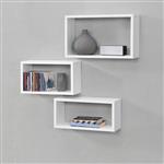 Wandplank Mandal set van 3 houtkleurig wit