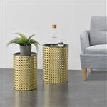 Bijzettafel Theux afneembaar dienblad set van 2 zwart goud