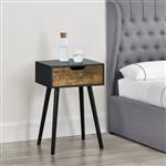 Bijzettafel nachtkastje met lade 60x40x29,5 zwart houtkleurig