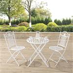 Bistroset Biella metaal tuintafel met 2 tuinstoelen wit