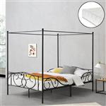 Metalen hemelbed Finstrom zwart met matras 140x200 cm