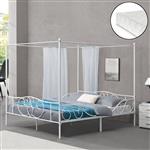 Metalen hemelbed Finstrom wit met matras 180x200 cm