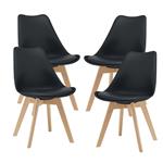 Eetkamerstoel Dubrovnik set van 4 kunstleer en beuken zwart