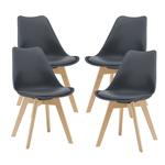 Eetkamerstoel Dubrovnik set van 4 kunstleer en beuken grijs