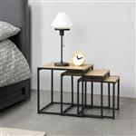 Salontafel Ringsaker set van 3 zwart en eikenkleurig