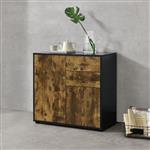 Commode Paarl druk en open 74x79x36 cm zwart en hout donker