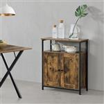 Commode Aremark 79x60x30 cm zwart en houtkleurig