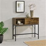 [en.casa] Console tafel Tranemo sidetable zwart en houtkleurig