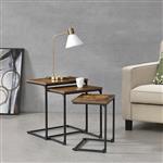 [en.casa] Bijzettafel Tjörn set van 3 zwart en houtkleurig