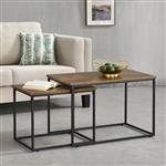 [en.casa] Salontafel Harnosand set van 2 zwart en houtkleurig