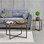 [en.casa] Salontafel Harjedalen set van 2 zwart en houtkleurig
