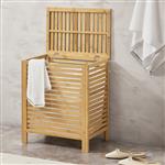 [en.casa] Wasmand bamboe met waszak en deksel 65 l