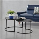 [en.casa] Salontafel Korenica metaal rond set van 2 zwart