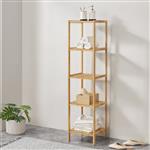 [en.casa] Bamboe opbergrek staand Lierne met 5 planken