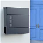 [en.casa] Brievenbus Kahla 37x37x10,5 cm staal antraciet