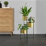 [en.casa] Bloempot op standaard Haasdonk zwart en messing