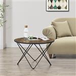 [en.casa] Salontafel Goskamark rond houtkleurig donker en zwart