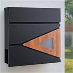 [en.casa] Brievenbus Schönburg 37x37x10,5 cm staal antraciet houtkleurig