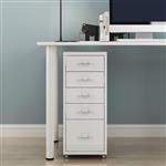 [en.casa] Kantoorkast Kökar ladekast op wielen 69x28x41 cm wit