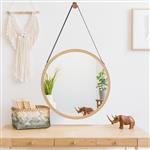 [en.casa] Passpiegel Bykle bamboe hangend rond Ø38 cm houtkleurig