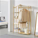 [en.casa] Bamboe kledingrek Eurajoki met planken 90x30x145 cm