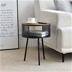 [en.casa] Bijzettafel Bjørnsund rond 45xØ34 cm houtkleurig en zwart