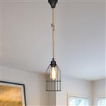 [lux.pro] Hanglamp Ashford E27 zwart en jute