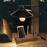 [lux.pro] Tafellamp bureaulamp Folkestone E27 zwart en houtkleurig