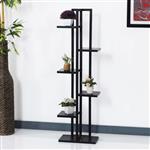 [en.casa] Plantenstandaard Tohmajärvi 120x34x21cm zwart en marmer zwart