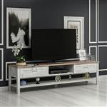 [en.casa] TV meubel Hashøj Eiken 161x35,5x42 cm wit antiek en Eiken