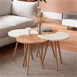 [en.casa] Salontafel Højer set van 4 wit houtkleurig