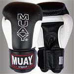 MUAY® Premium Leder Bokshandschoenen Zwart Wit