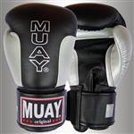 MUAY® Premium Leder Bokshandschoenen Zwart Zilver