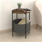 [en.casa] Bijzettafel Hofors 60xØ43 cm eiken antiek antraciet en grijs