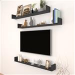 [en.casa] Wandplank set van 3 Höganäs 12x120x15 cm marmer zwart