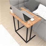 [en.casa] Bureau Högsby laptoptafel 65,5x60x35,5 cm eiken en zwart