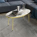 [en.casa] Salontafel Skævinge ovaal 43x90x50 cm marmer wit en goudkleurig