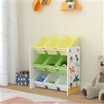 [en.casa] Kinderrek Muxía speelgoedkast 60x62x26,5 cm dinosaurus motief