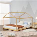 [en.casa] Kinderbed Vindafjord huisbed bamboe houtkleurig 140x200 cm