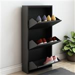 [en.casa] Schoenenkast Sokndal met 3 vouwdeuren zwart