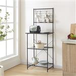 [en.casa] Keukenkast Nibe opbergkast 150x60x42 cm zwart en marmerlook